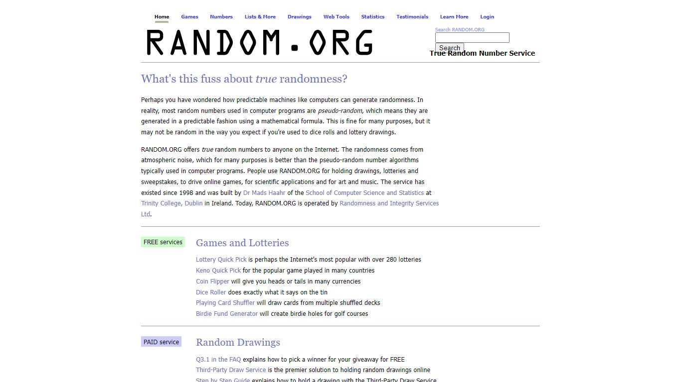 RANDOM.ORG - True Random Number Service